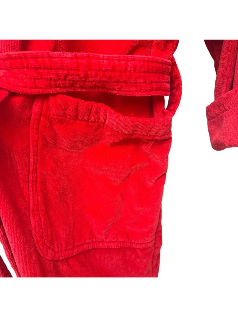 TOMMY HILFIGER Mens Bath Robe One Size Red Terry Cloth Shawl Collar Cotton